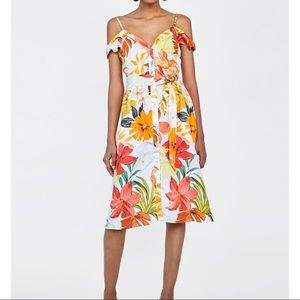 Zara Floral Print Linen Dress